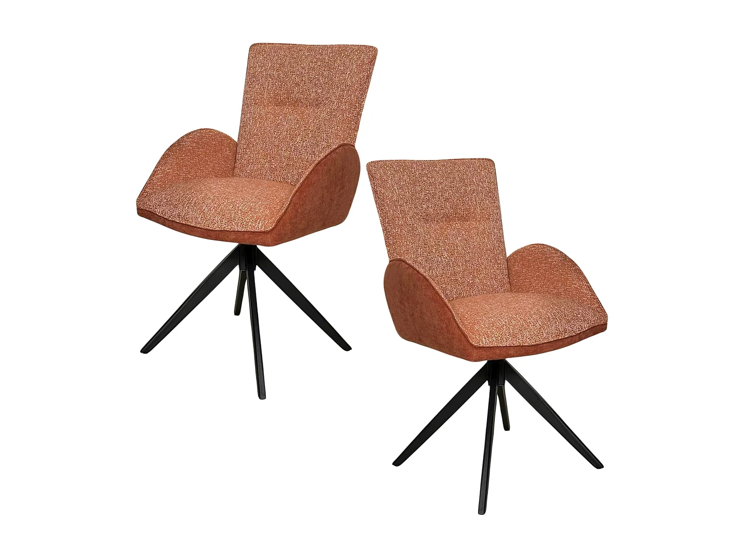 Fauteuil de table pivotant rouille, bi-matière (lot de 2) AGADE