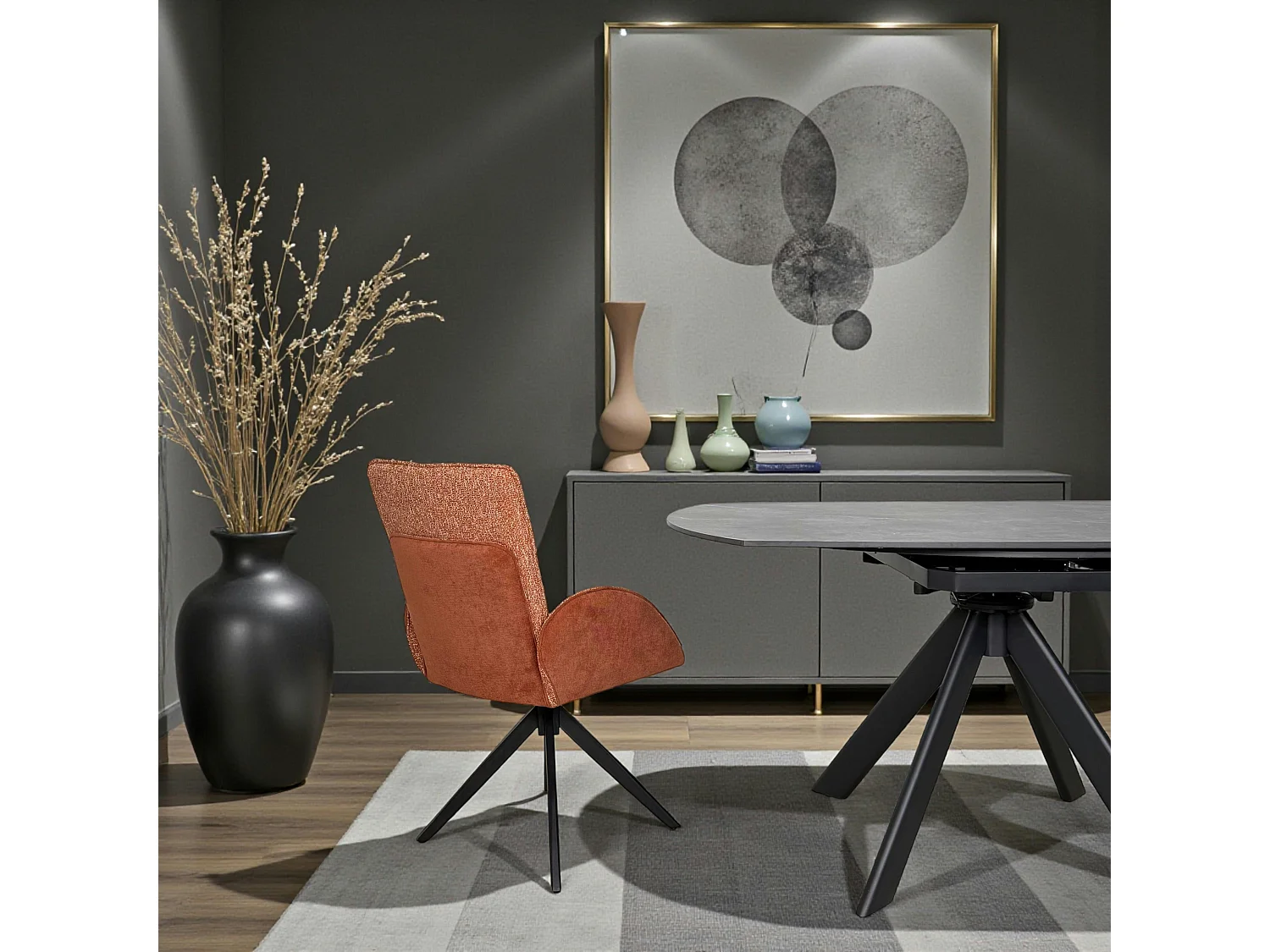 Fauteuil de table pivotant rouille, bi-matière (lot de 2) AGADE