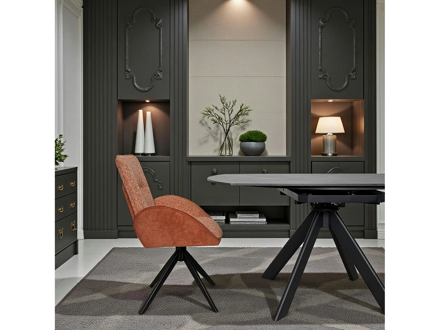 Fauteuil de table pivotant rouille, bi-matière (lot de 2) AGADE