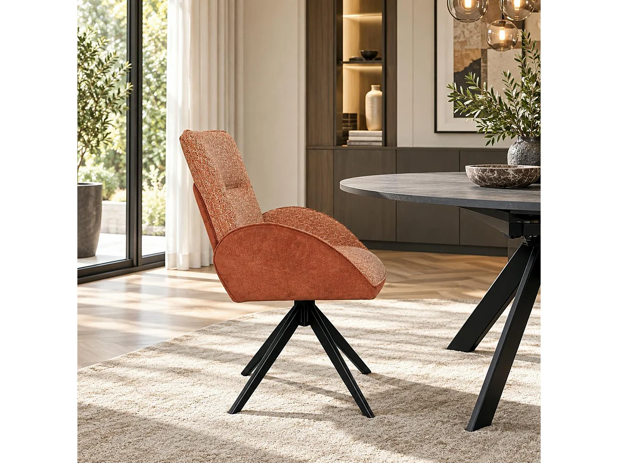 Fauteuil de table pivotant rouille, bi-matière (lot de 2) AGADE