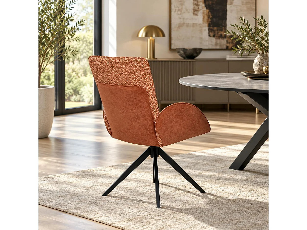 Fauteuil de table pivotant rouille, bi-matière (lot de 2) AGADE