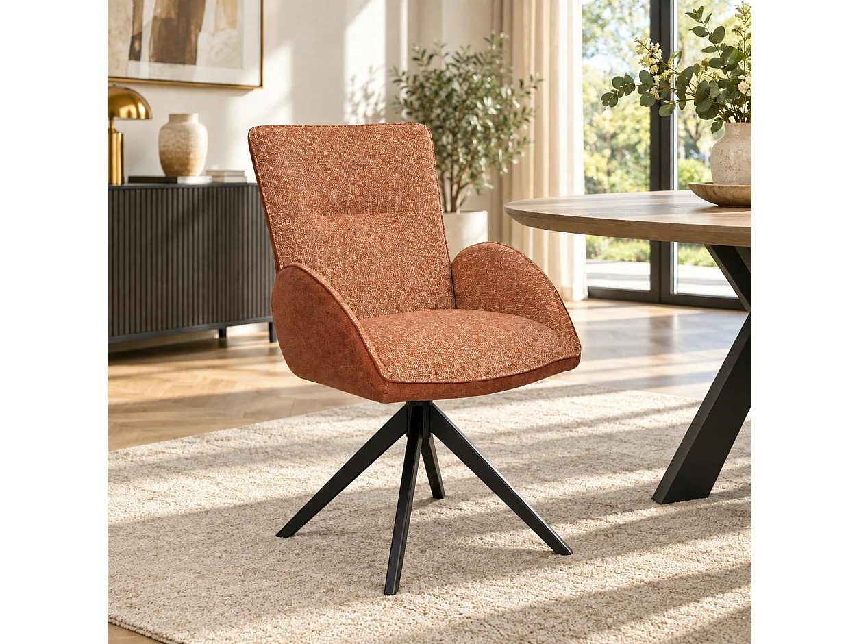Fauteuil de table pivotant rouille, bi-matière (lot de 2) AGADE