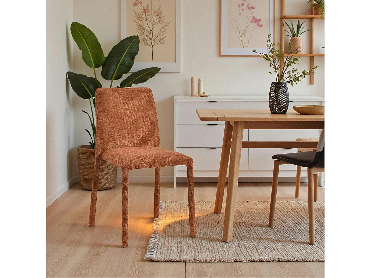 Chaise empilable terracotta en tissu (lot de 2) ESSEN