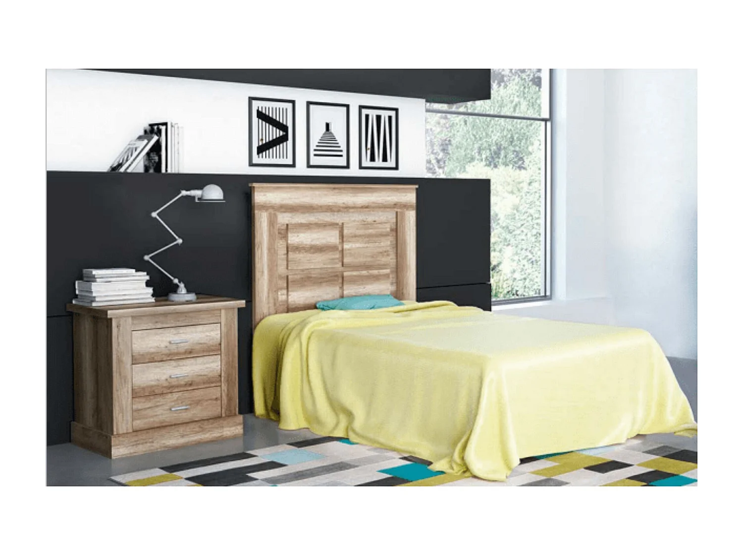 Cabecero Nórdico de 110 (Ancho) x 120 (Alto) x 3,8 (Fondo) Cm | Práctico y Elegante | Fácil de Montar, Color Cañón (para Cama de 135-140 o 160)