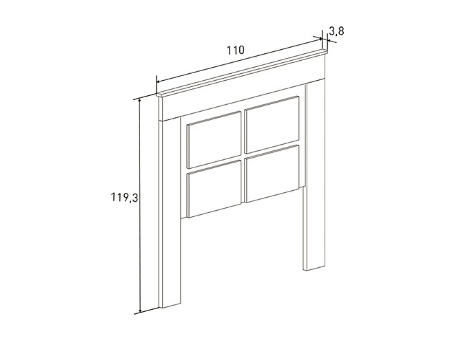 Cabecero Nórdico de 110 (Ancho) x 120 (Alto) x 3,8 (Fondo) Cm | Práctico y Elegante | Fácil de Montar, Color Cañón (para Cama de 135-140 o 160)