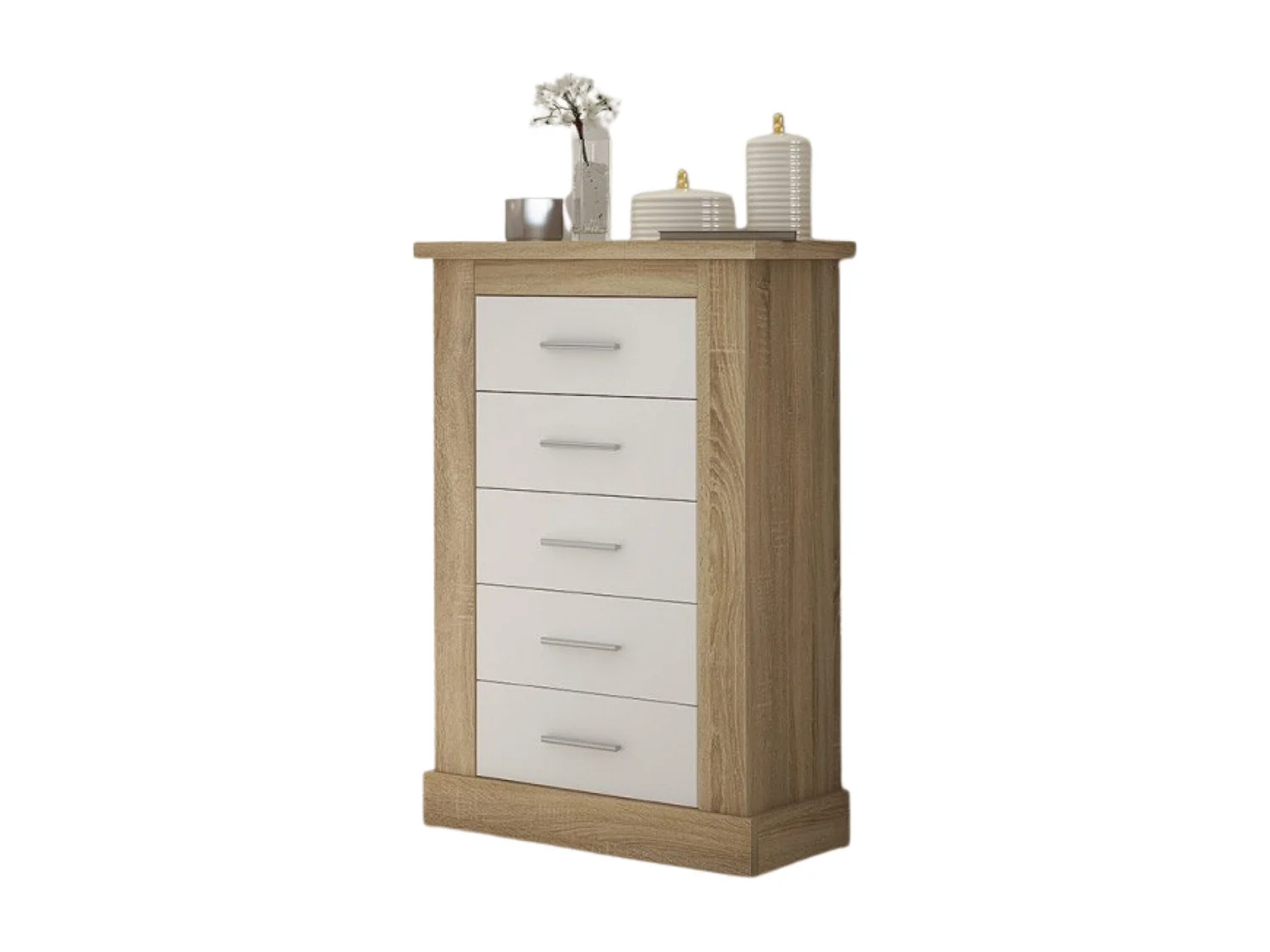 Pack de Dormitorio con Cabecero de 160 x 120 cm + 2 Mesitas de Noche + Sinfonier |  Color Cambria y Blanco (para Cama de 135-140 o 160)