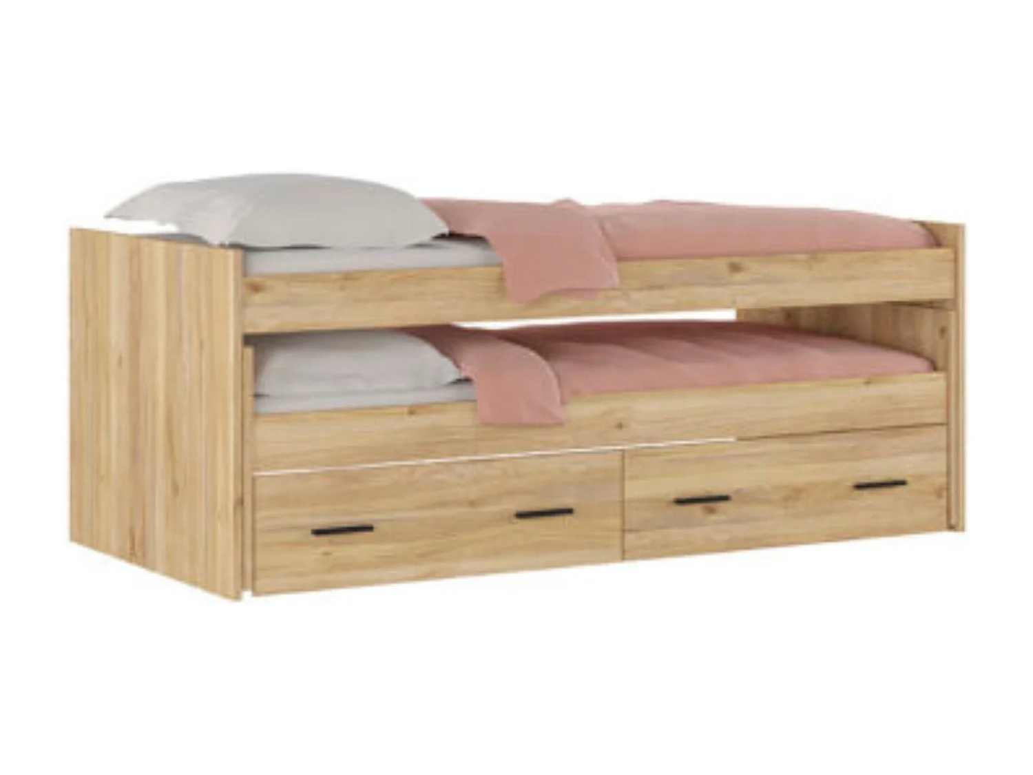 Cama Nido Juvenil Doble con Cajones de Almacenaje – Mauvella y Negro, 202,6 cm Largo x 98 cm Ancho x 72 cm Alto, Primera Calidad y Alta Resistencia.