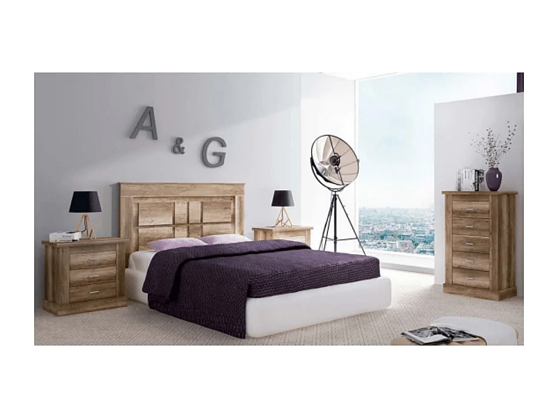 Pack de Dormitorio con Cabecero de 160 x 120 cm + 2 Mesitas de Noche + Sinfonier |  Color Cañón (para Cama de 135-140 o 160)