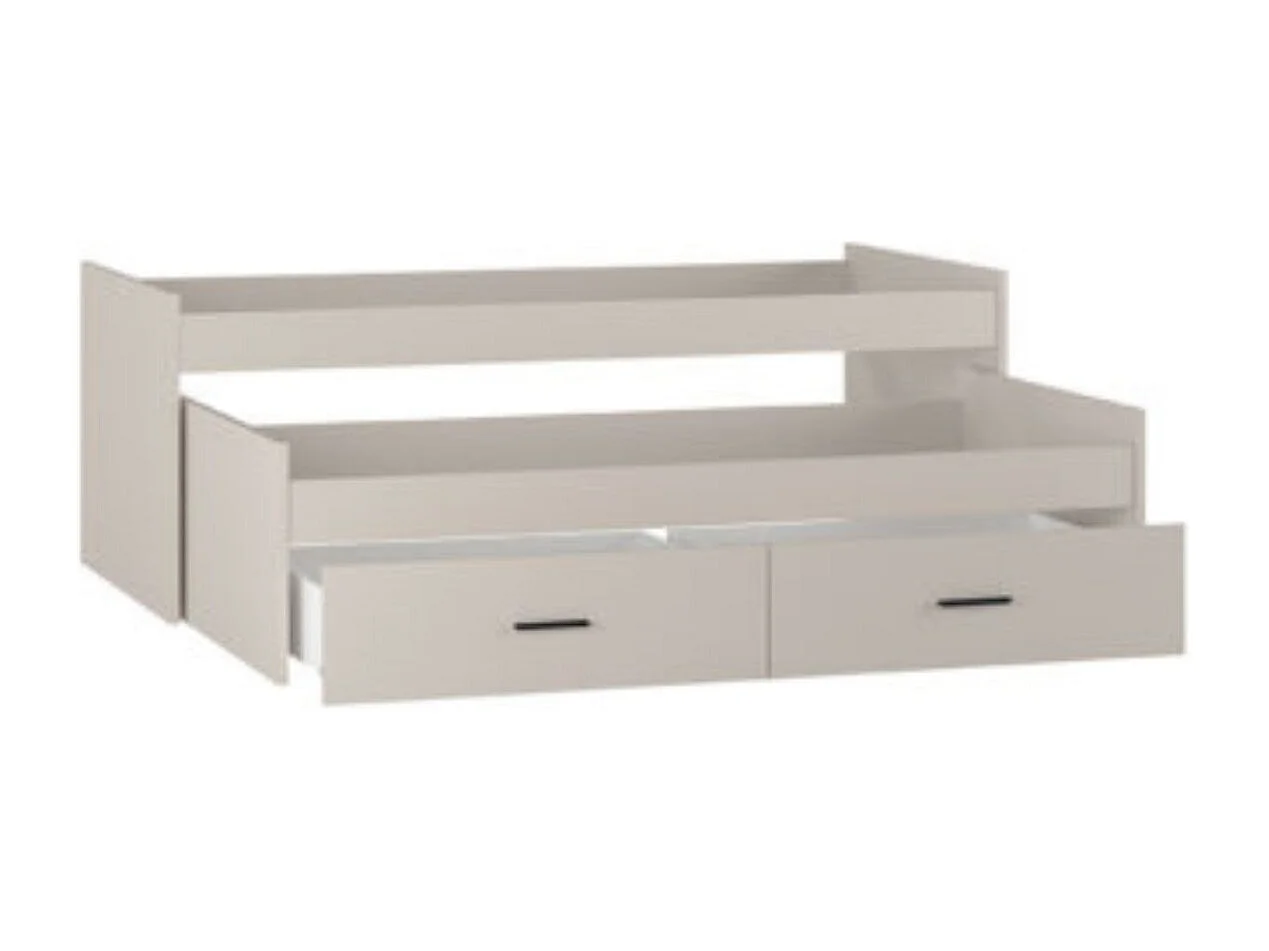 Cama Nido Juvenil Doble con Cajones de Almacenaje – Beige y Negro, 202,6 cm Largo x 98 cm Ancho x 72 cm Alto, Primera Calidad y Alta Resistencia.