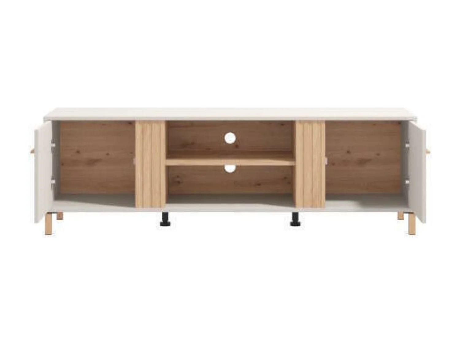 Mueble TV en Melamina Color Cashmere y Roble Artisan con 2 Puertas - Medidas 163,5x40x52 cm