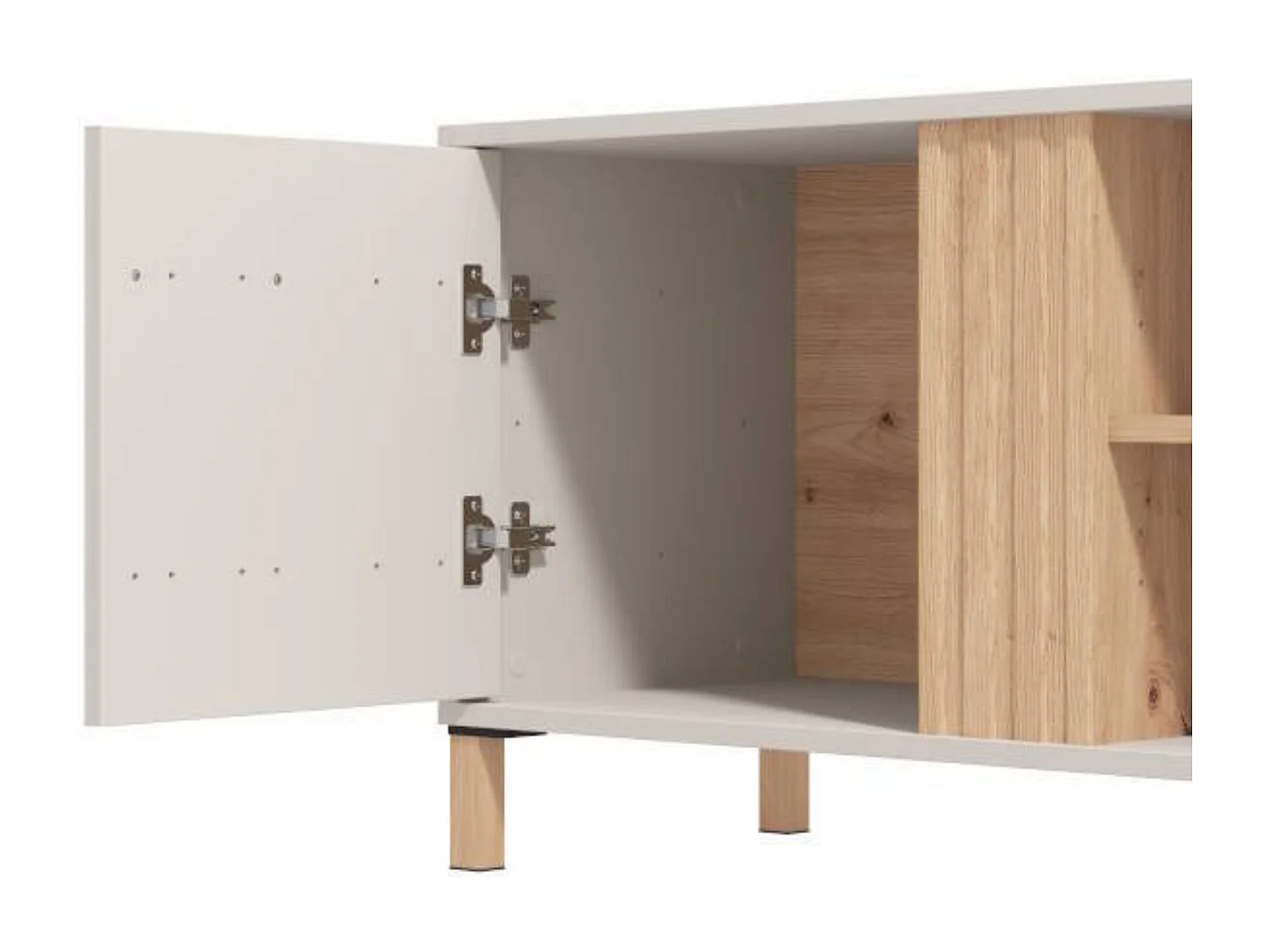 Mueble TV en Melamina Color Cashmere y Roble Artisan con 2 Puertas - Medidas 163,5x40x52 cm