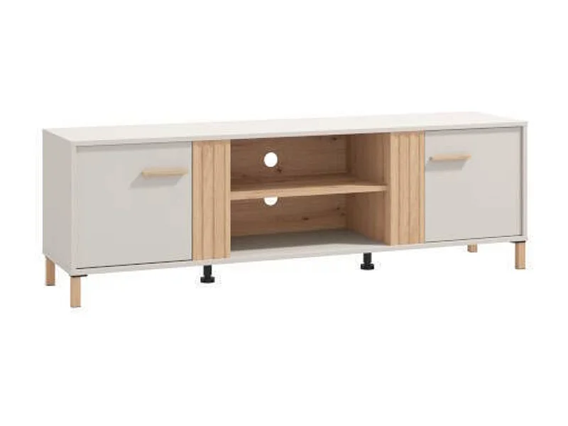 Mueble TV en Melamina Color Cashmere y Roble Artisan con 2 Puertas - Medidas 163,5x40x52 cm
