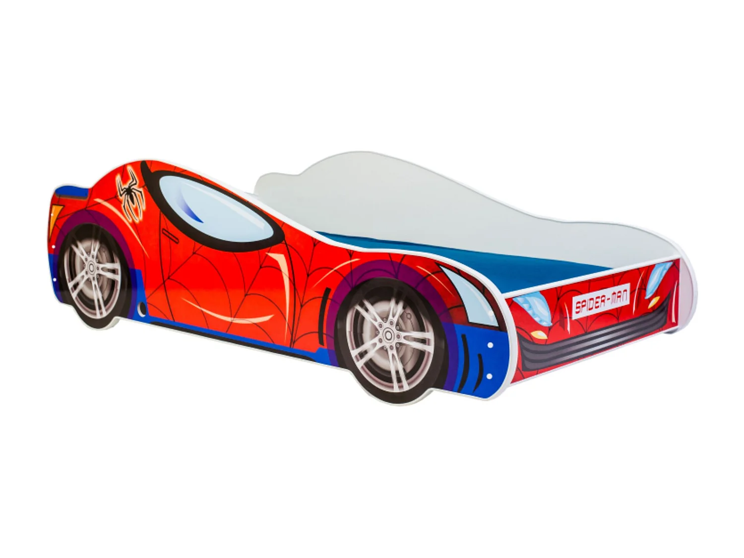 Cama Infantil en Forma de Coche Araña 160x80 cm con Colchón – Diseño Deportivo para Niños, Estructura Resistente, Fácil Montaje