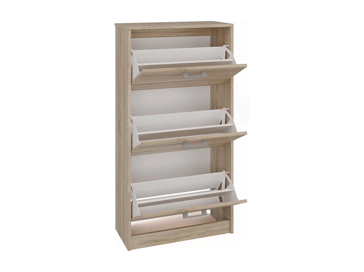 Mueble Zapatero Color Roble Sonoma 116x60x28 cm  – 3 Puertas Abatibles – Ideal para Entrada o Dormitorio