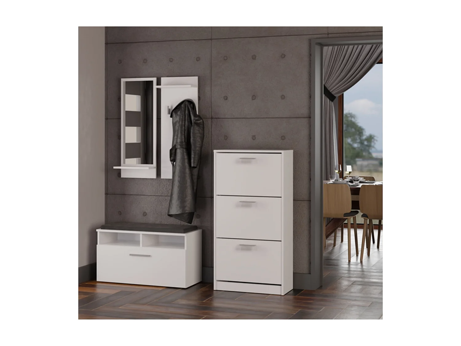 Mueble Zapatero Color Blanco 116x60x28 cm  – 3 Puertas Abatibles – Ideal para Entrada o Dormitorio