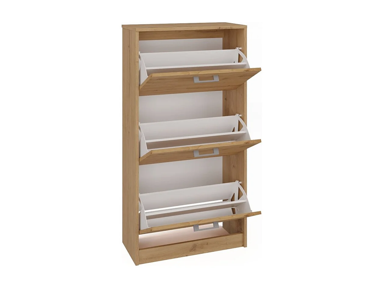 Mueble Zapatero Color Roble Artesano 116x60x28 cm  – 3 Puertas Abatibles – Ideal para Entrada o Dormitorio