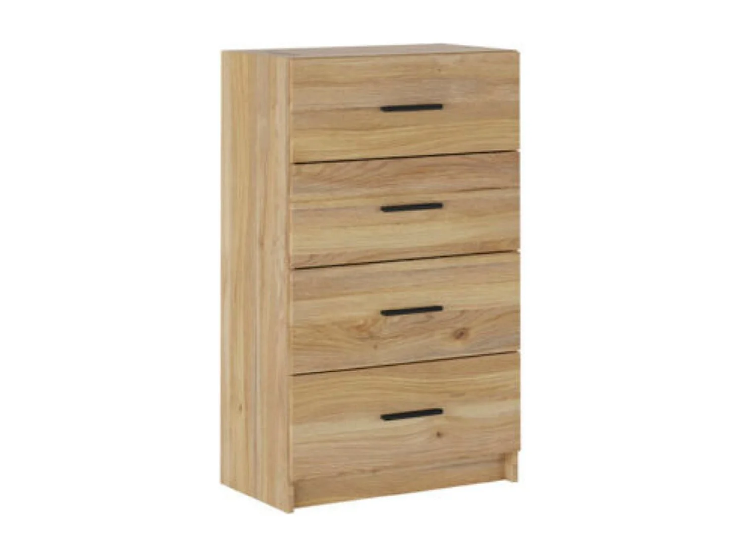 Sinfonier de 4 Cajones para Dormitorio, Acabado en Mauvella y Negro, Medidas: 60 cm (Largo) x 100 cm (Alto) x 34,4 cm (Fondo)