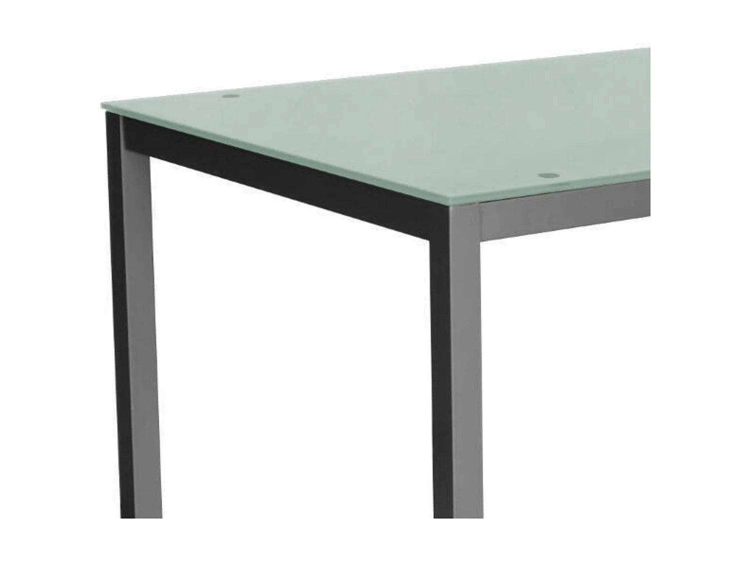 Mesa Fija para Cocina con Estructura de Acero Pintado Color Aluminio y Tapa de Cristal Templado Blanco - Medidas 110x70x75 cm