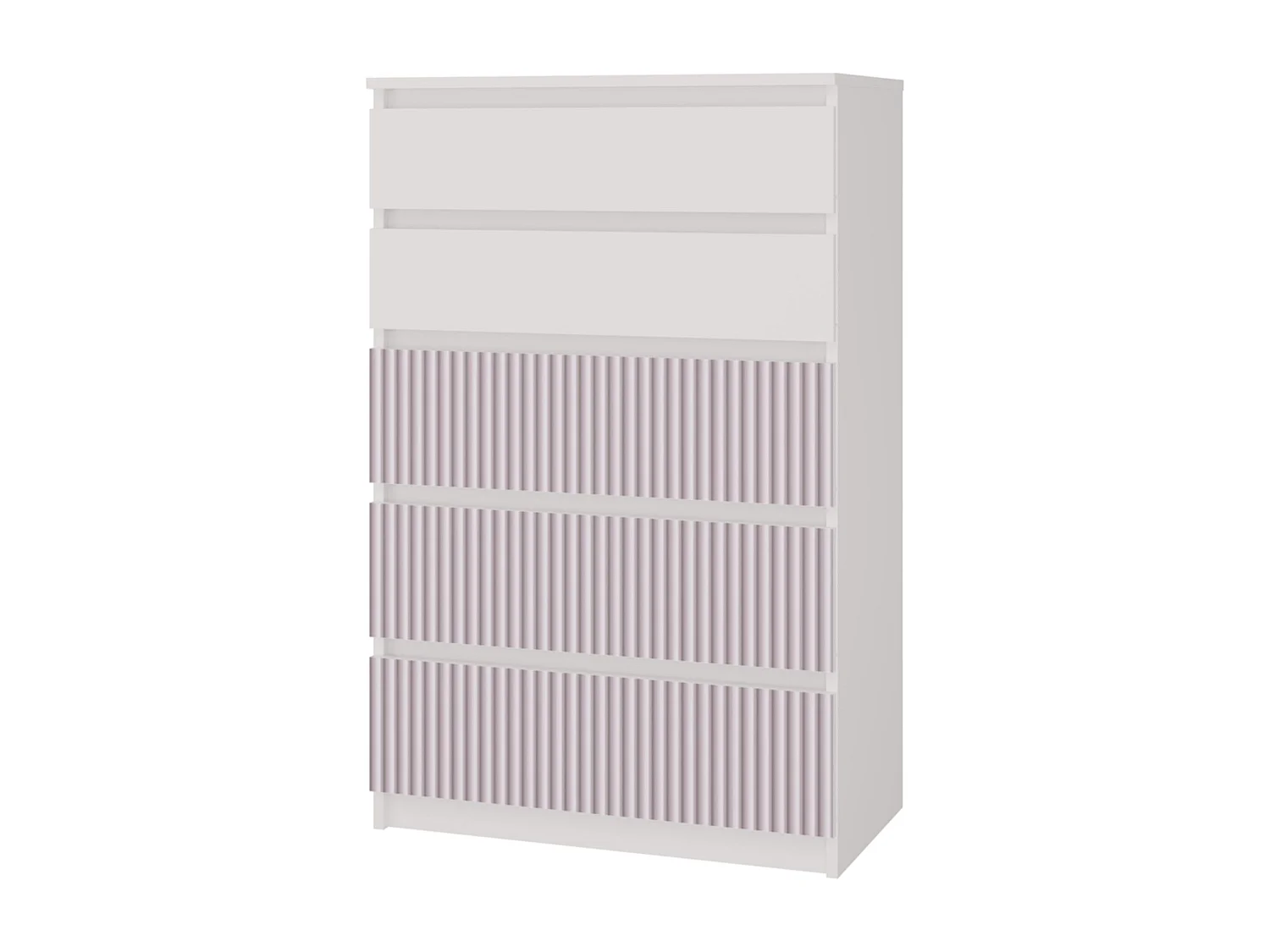 Cómoda de Dormitorio Moderna 70x109,5x40 cm – 5 Cajones con Guías Suaves – Color Blanco Estampado Rosa