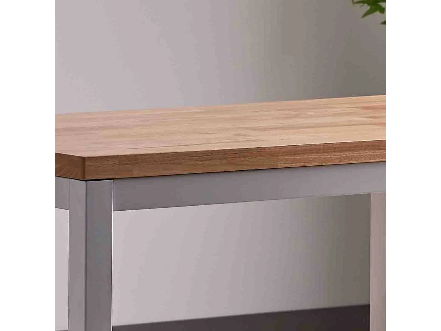 Mesa de Cocina Fija con Tapa de 3,6 cm de Grosor y Patas Metálicas Blancas -Medidas 110x70x75 cm