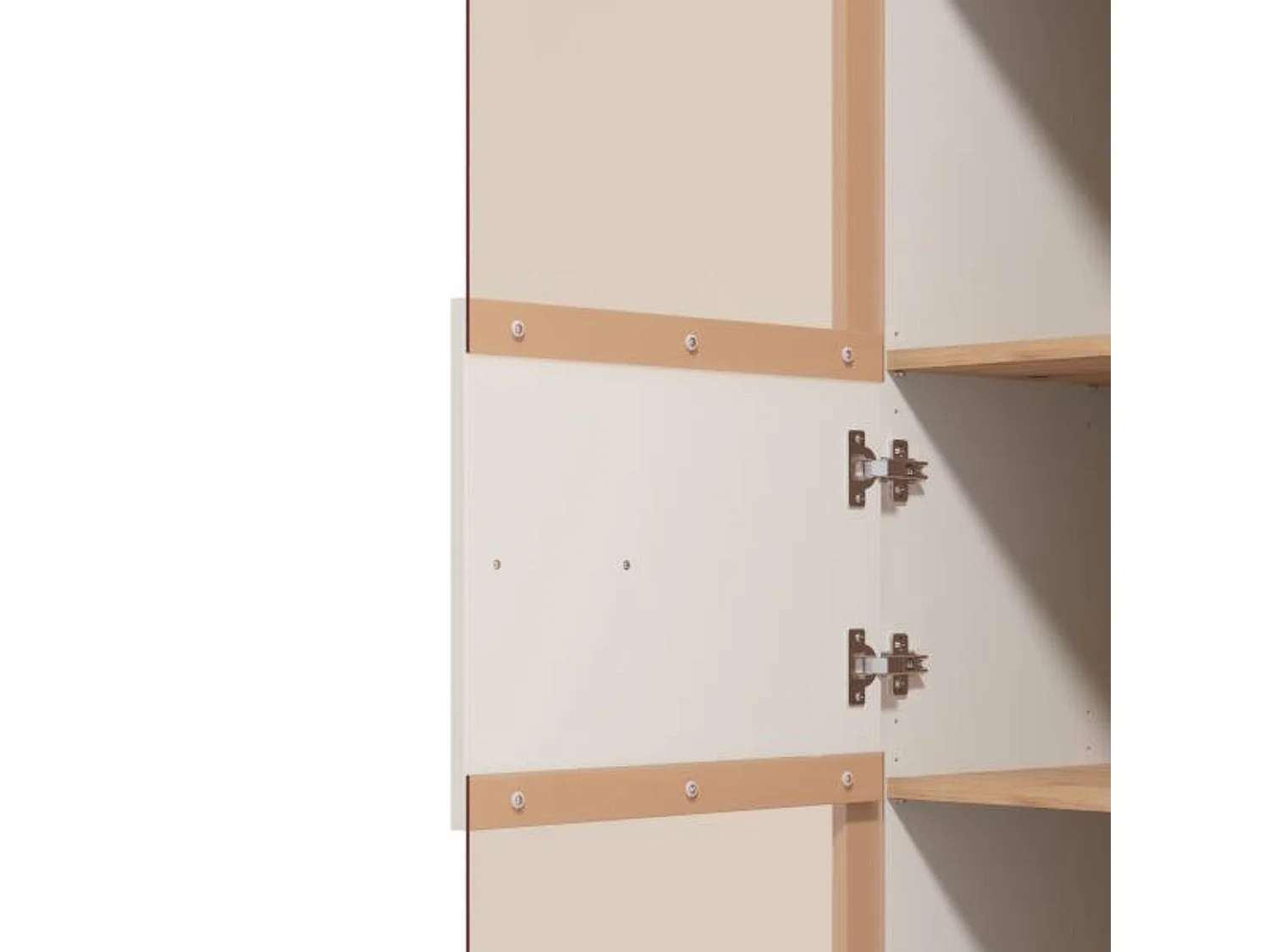 Vitrina Alta en Melamina Color Cashmere y Roble Artisan con 1 Puerta Acristalada - Medidas 59,5x40x192,5 cm