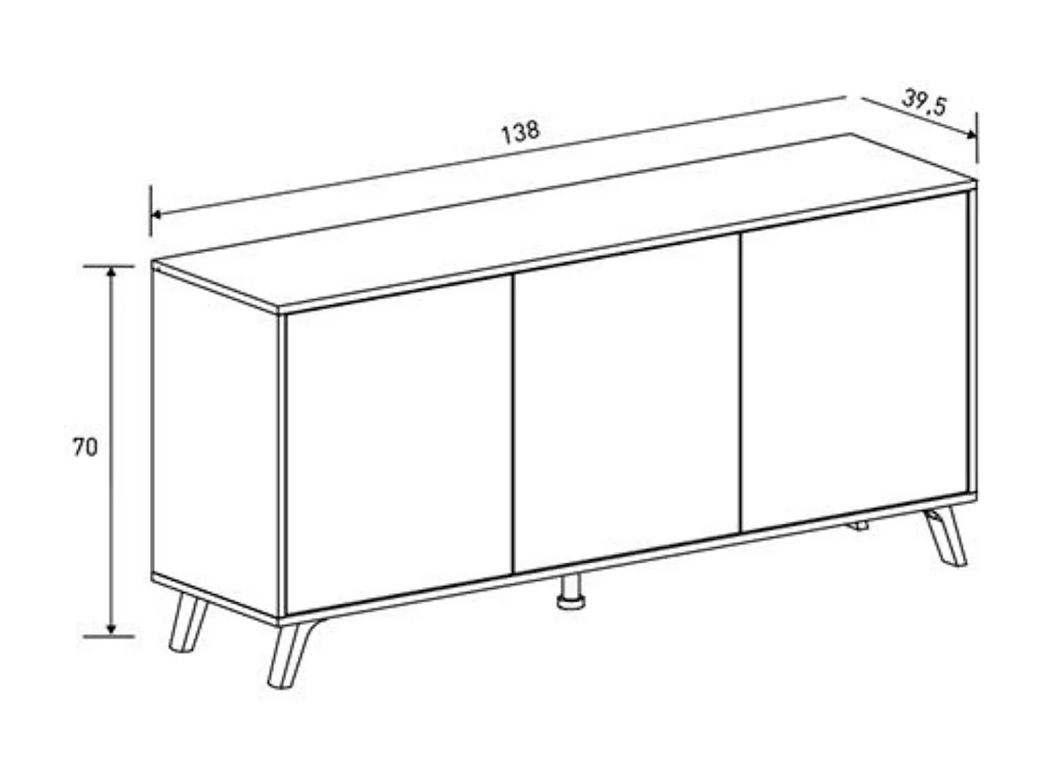 Meyvaser Aparador, Buffet, Salón Comedor 3 Puertas, Armario Auxiliar Color Mauvella-rayas, Medidas: 138 cm x 70 x 39,5.