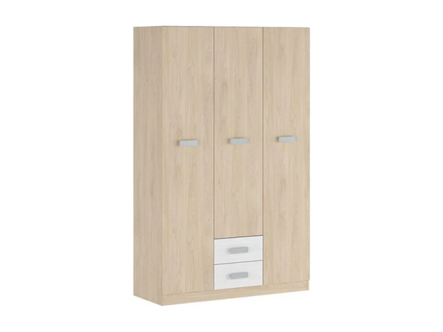 Armario Puccini  -Andersen, 3 Puertas, Altillo y 2 Cajones, Perfecto para Dormitorios Matrimoniales e Infantiles, Madera, 130x207,6x50 cm.