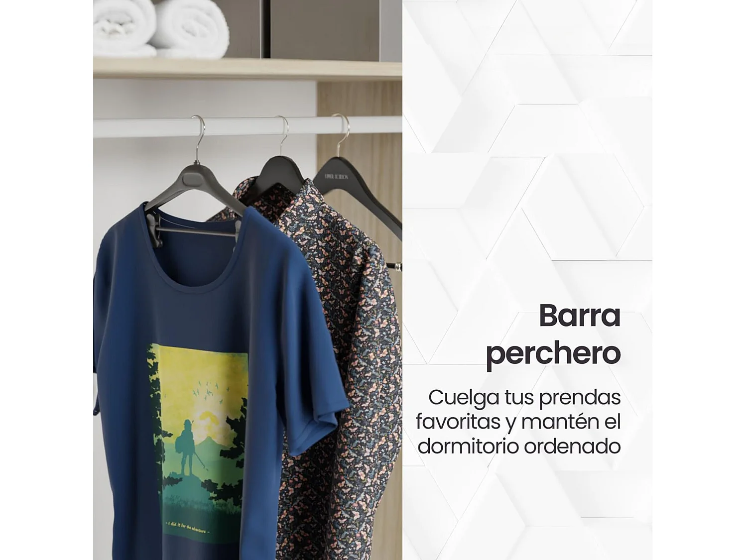 Armario de Madera con 2 Puertas, Altillo y 3 Cajones – Puccini  -Andersen, Perfecto para Dormitorios Matrimoniales e Infantiles, 94,8x207,6x50 cm