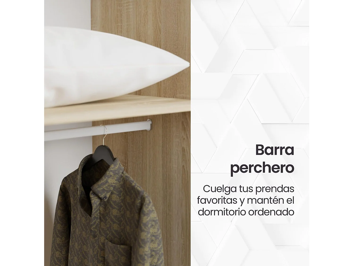 Armario de Madera con 2 Puertas Correderas y Altillo –  Puccini Andersen, Ideal para Dormitorios de Matrimonio e Infantiles, 150x208x55 cm