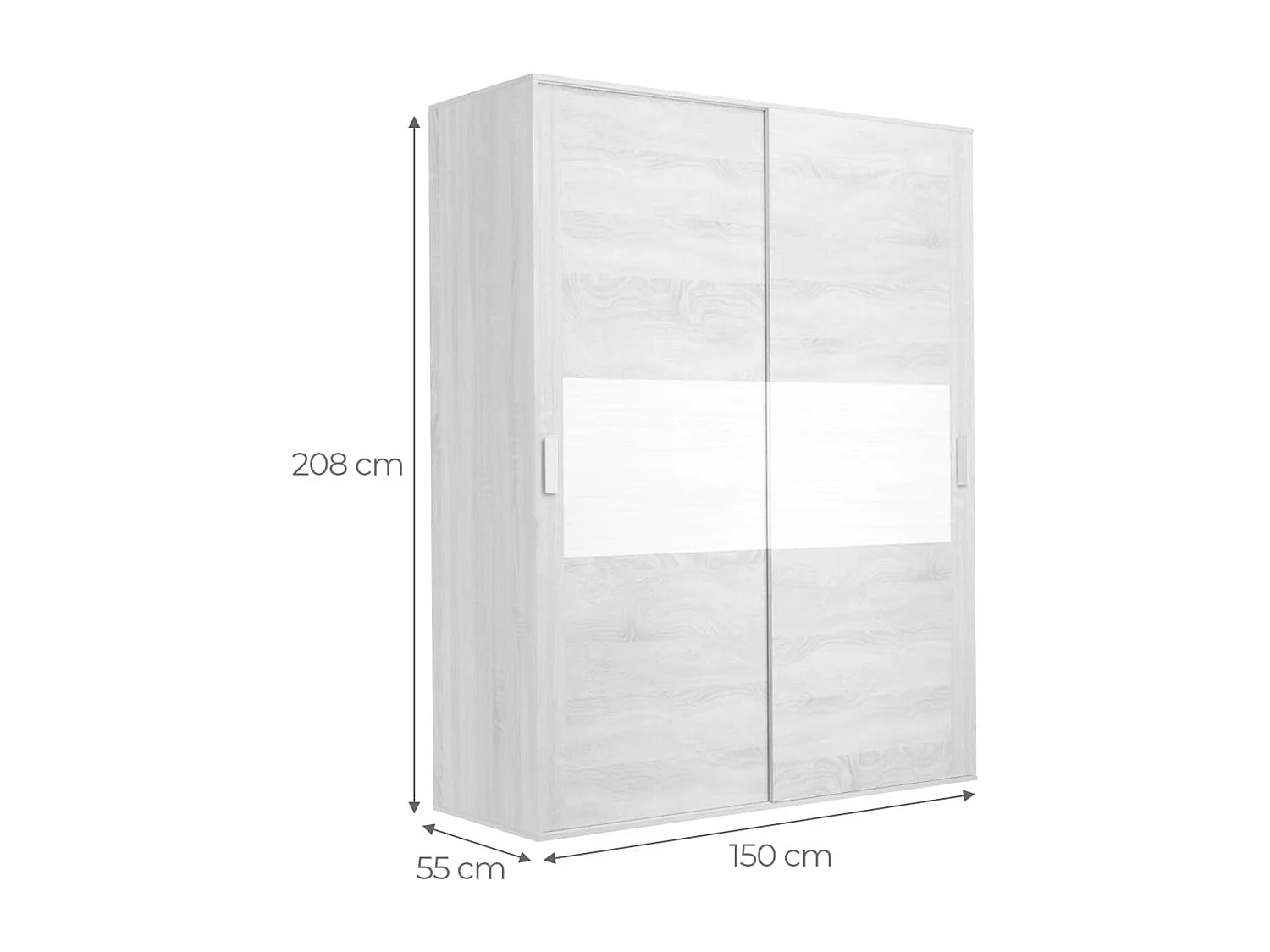 Armario de Madera con 2 Puertas Correderas y Altillo –  Puccini Andersen, Ideal para Dormitorios de Matrimonio e Infantiles, 150x208x55 cm