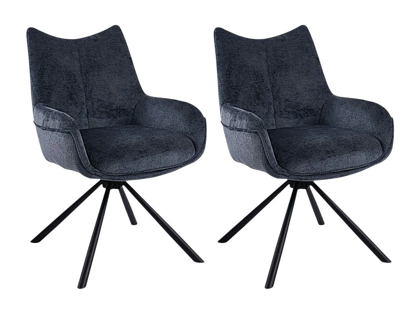 Chaise pivotante bleue à accoudoirs (lot de 2) IENA