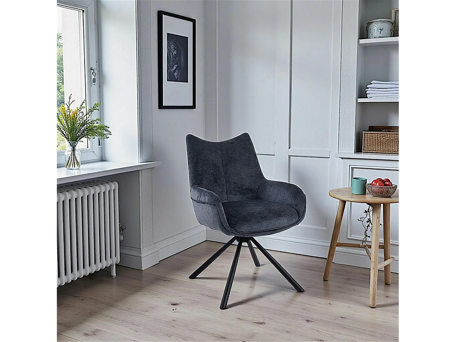 Chaise pivotante bleue à accoudoirs (lot de 2) IENA