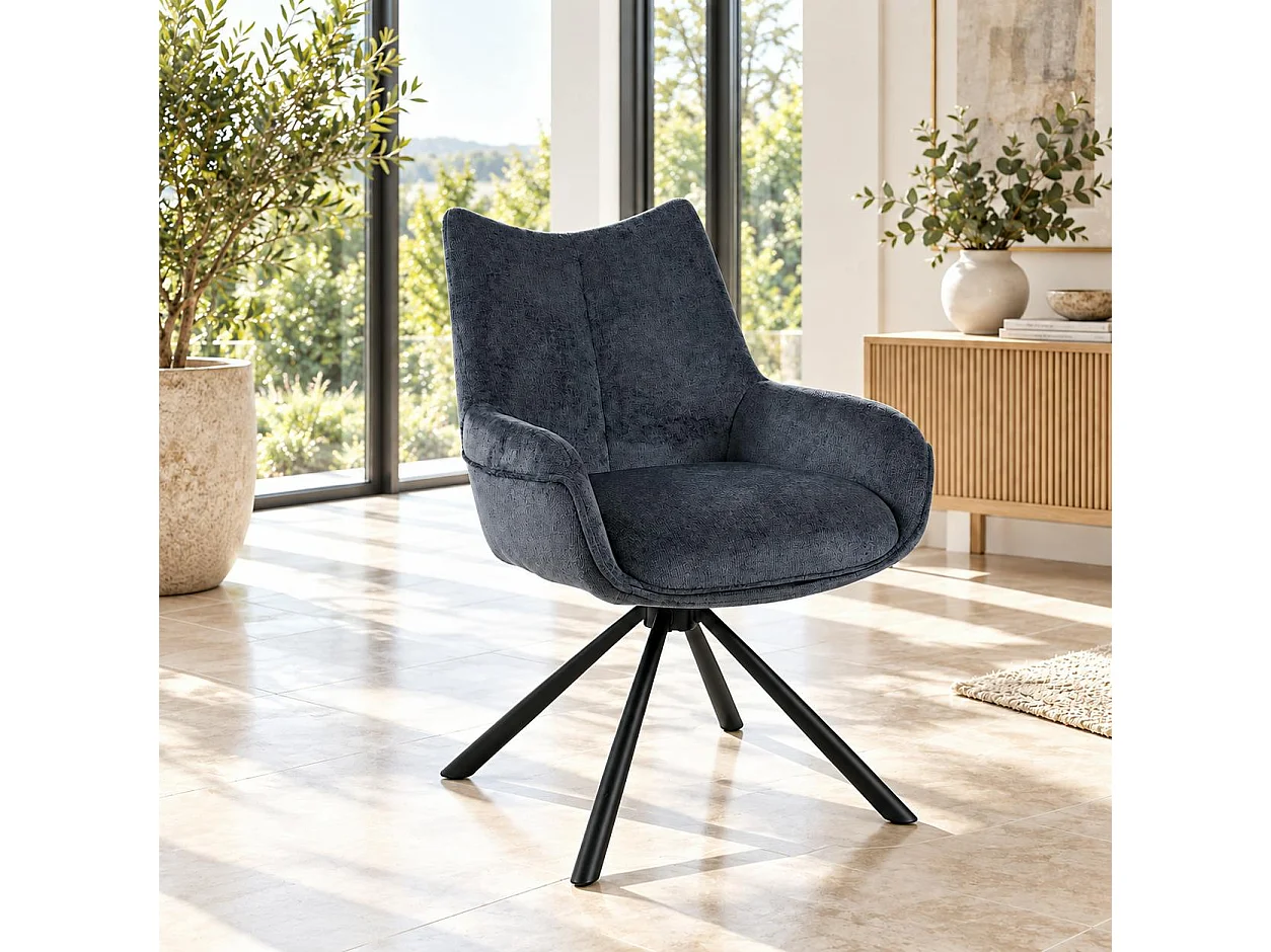 Chaise pivotante bleue à accoudoirs (lot de 2) IENA