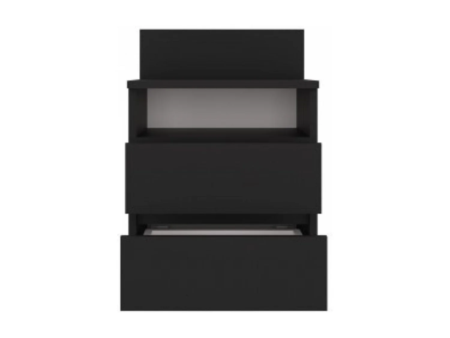 Mesita de Noche 2 Cajones Color Negro – 40x59x32 cm – Cajones con Guías Suaves – Diseño Elegante y Seguro