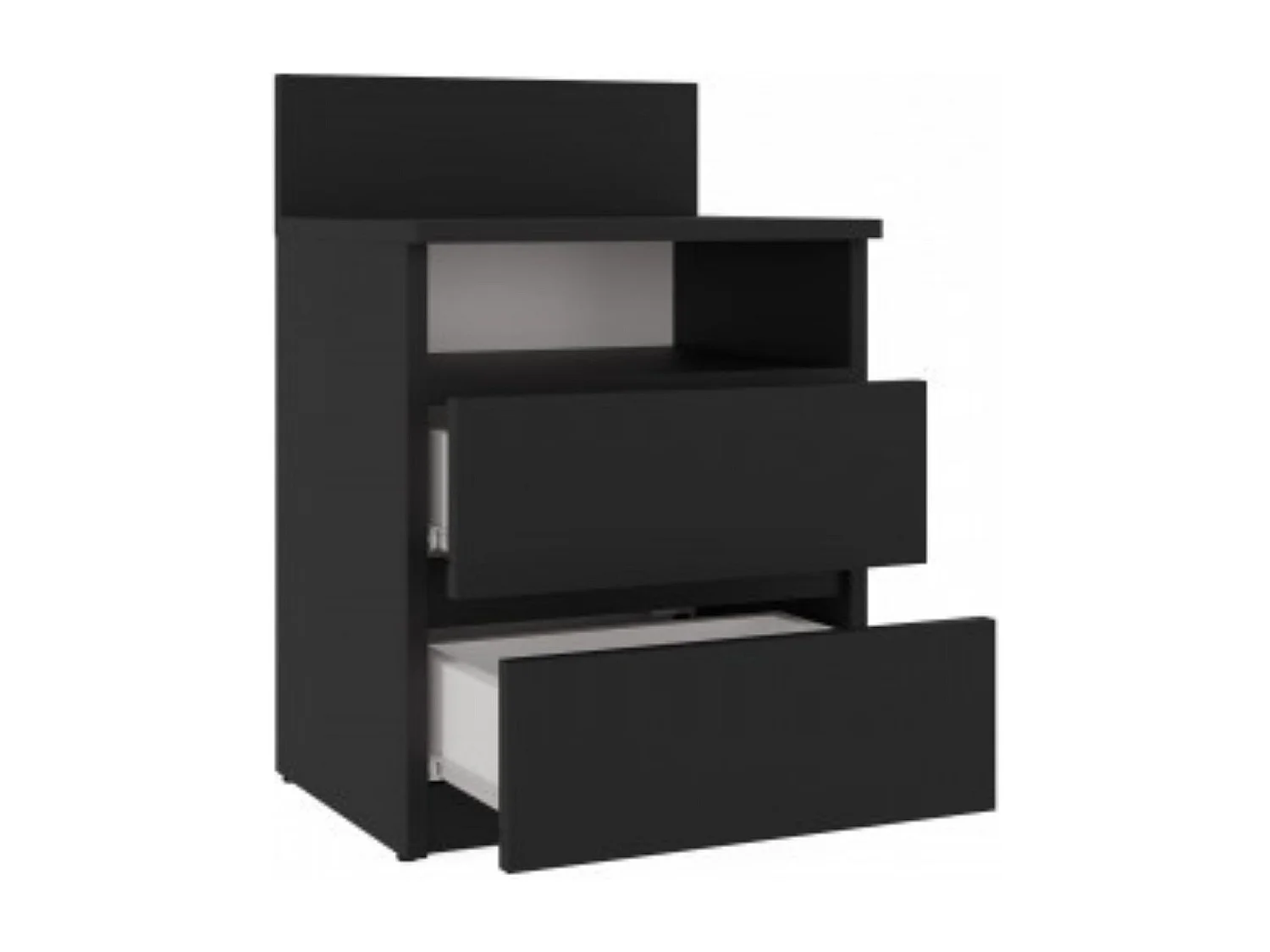 Mesita de Noche 2 Cajones Color Negro – 40x59x32 cm – Cajones con Guías Suaves – Diseño Elegante y Seguro