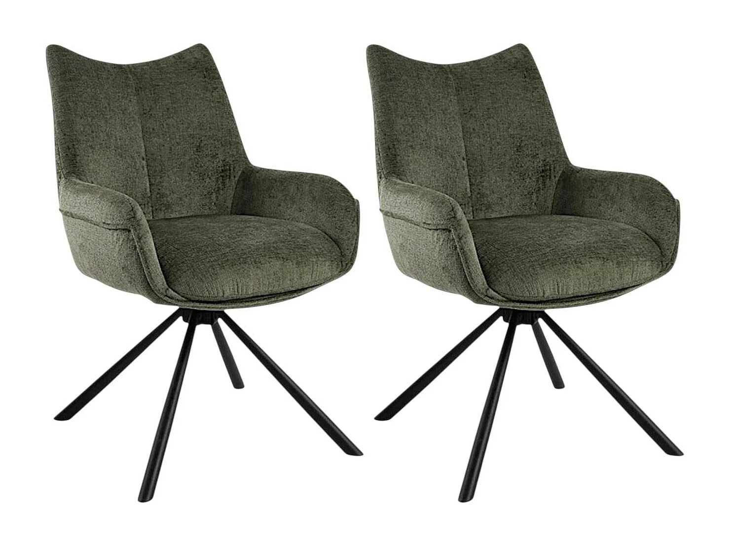 Chaise pivotante vert kaki à accoudoirs (lot de 2) IENA