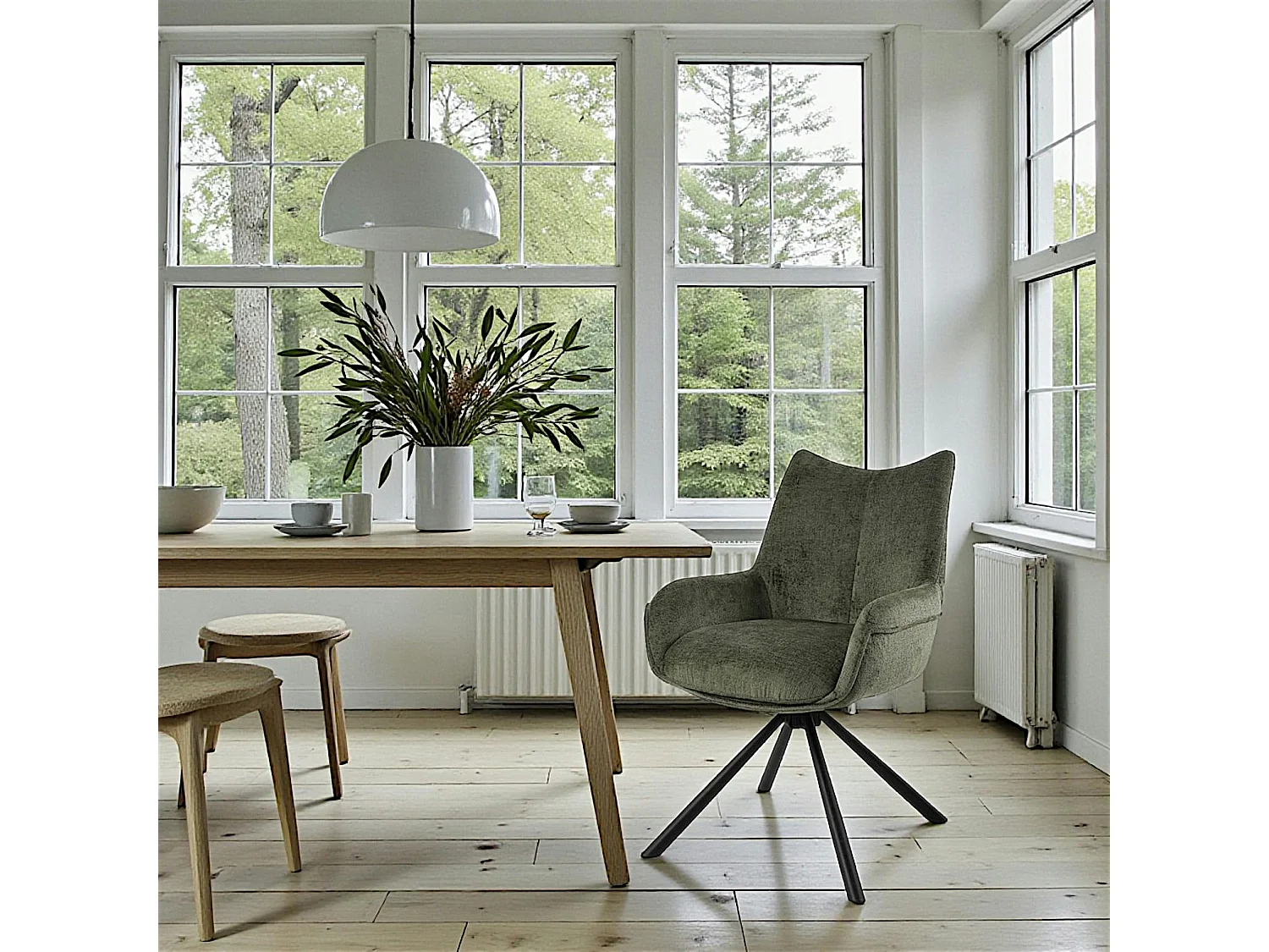 Chaise pivotante vert kaki à accoudoirs (lot de 2) IENA