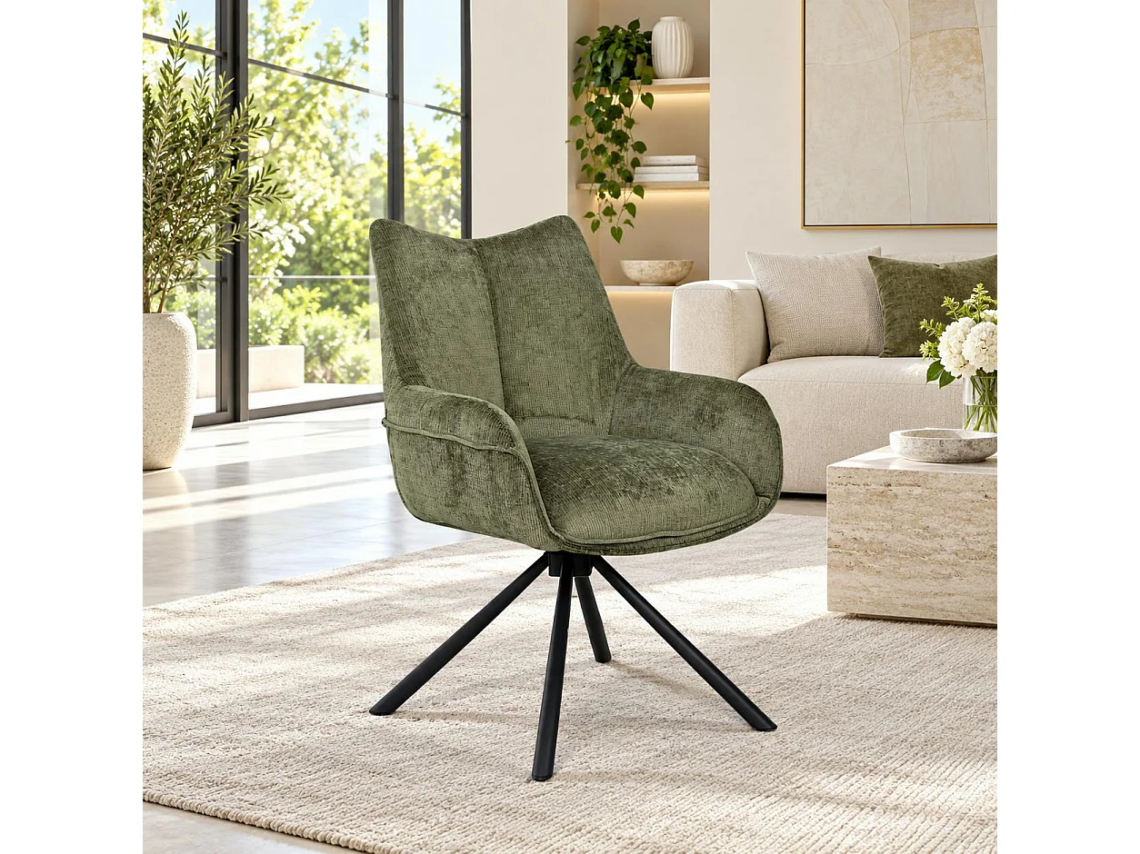 Chaise pivotante vert kaki à accoudoirs (lot de 2) IENA