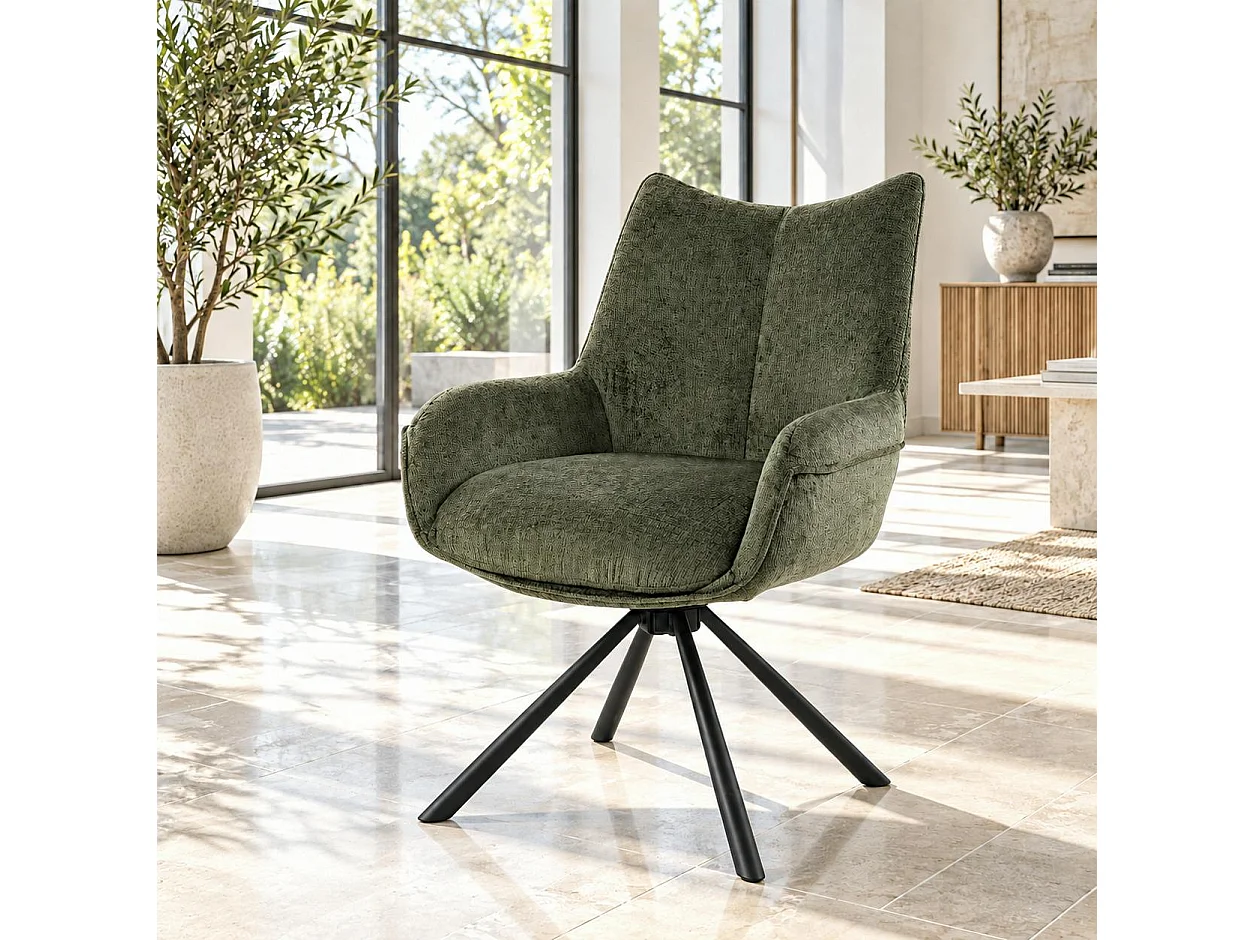 Chaise pivotante vert kaki à accoudoirs (lot de 2) IENA