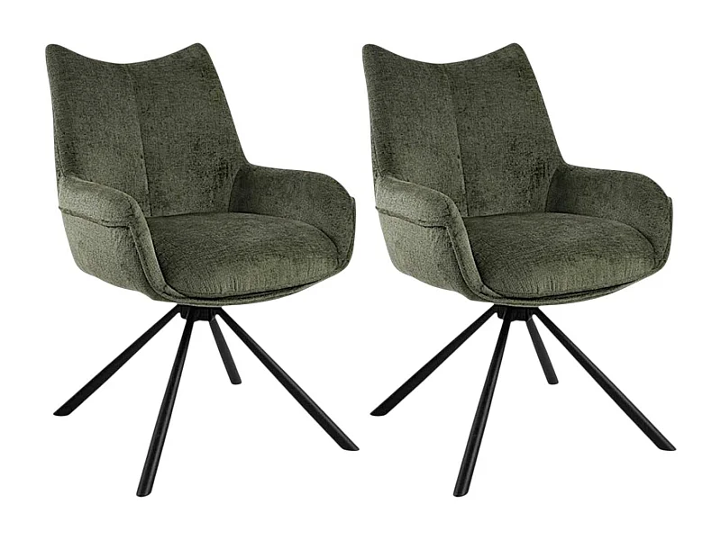 Chaise pivotante vert kaki à accoudoirs (lot de 2) IENA