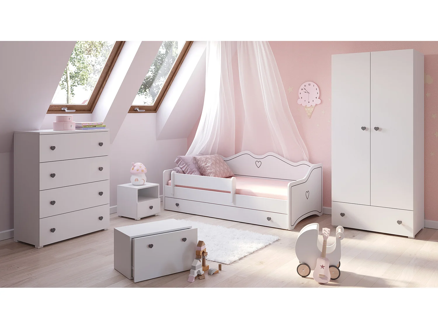 Mesita de Noche Blanco y Tirador Gris con 1 Cajón y 1 Estante – Diseño Compacto y Moderno, 40,5x37x40 cm, Ideal para Dormitorio