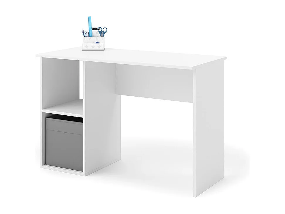 Escritorio Blanco 120x55x80 cm con 2 Estantes – Diseño Moderno y Funcional para Oficina, Estudio o Dormitorio Juvenil