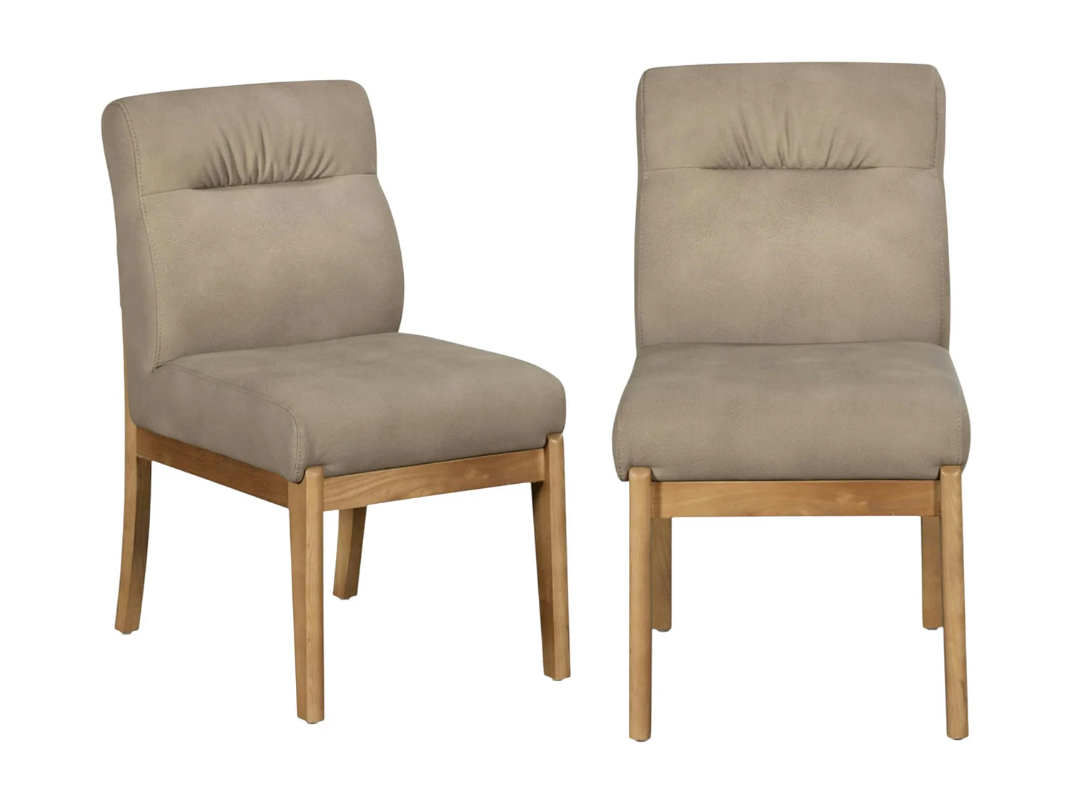 Chaise salle à manger taupe confort, pieds bois clair (lot de 2) NEXA