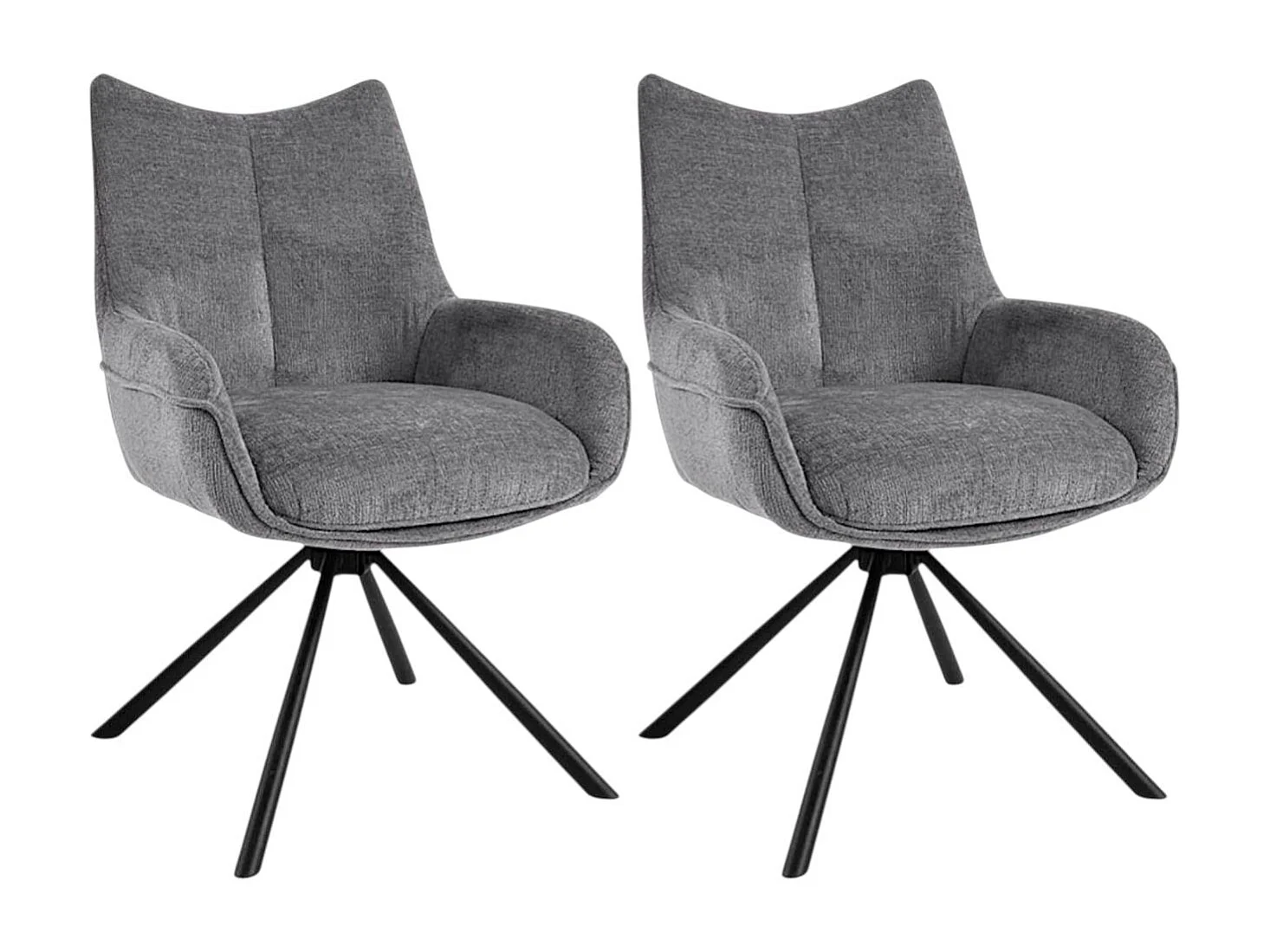 Chaise pivotante grise à accoudoirs (lot de 2) IENA