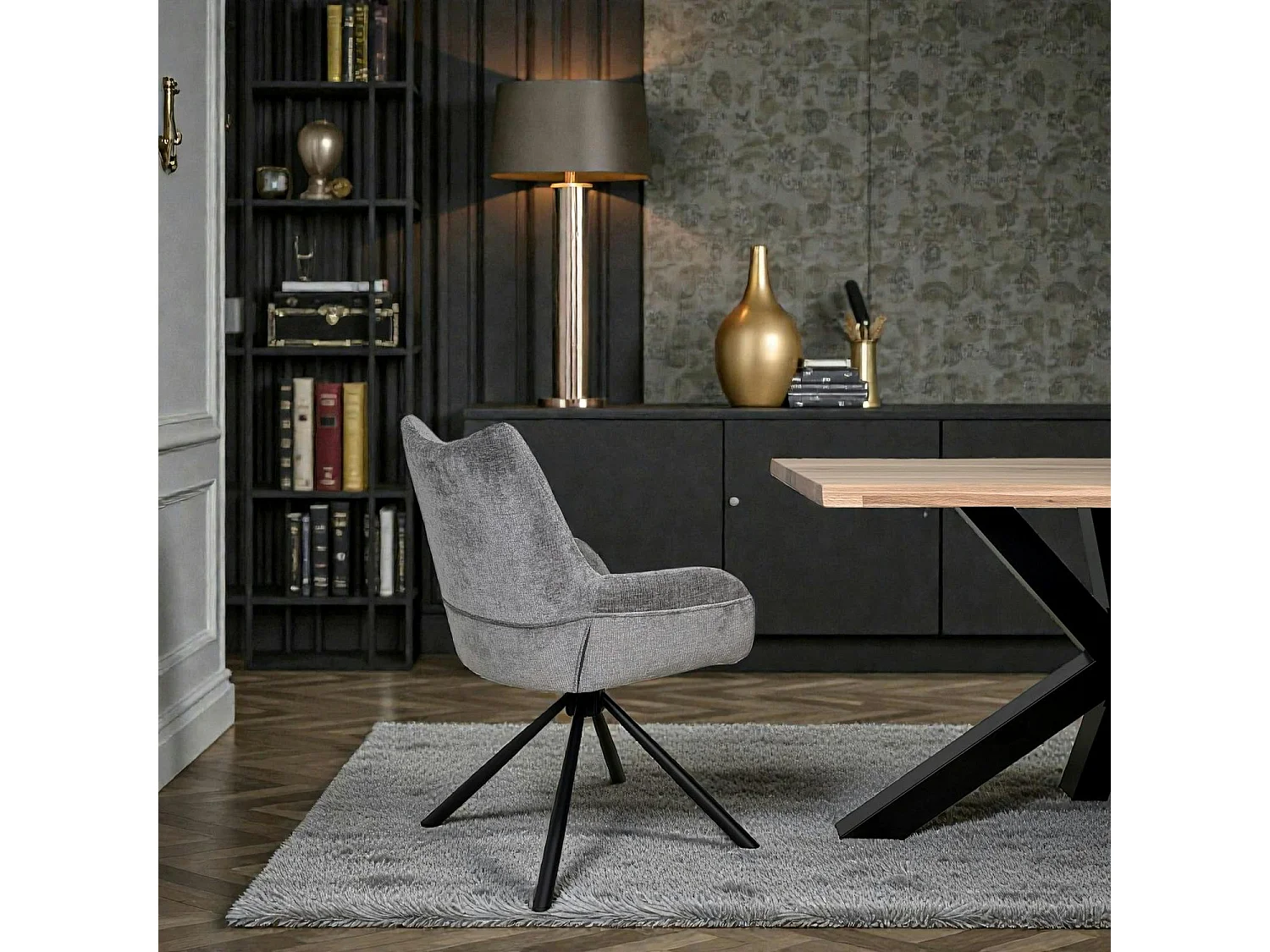 Chaise pivotante grise à accoudoirs (lot de 2) IENA