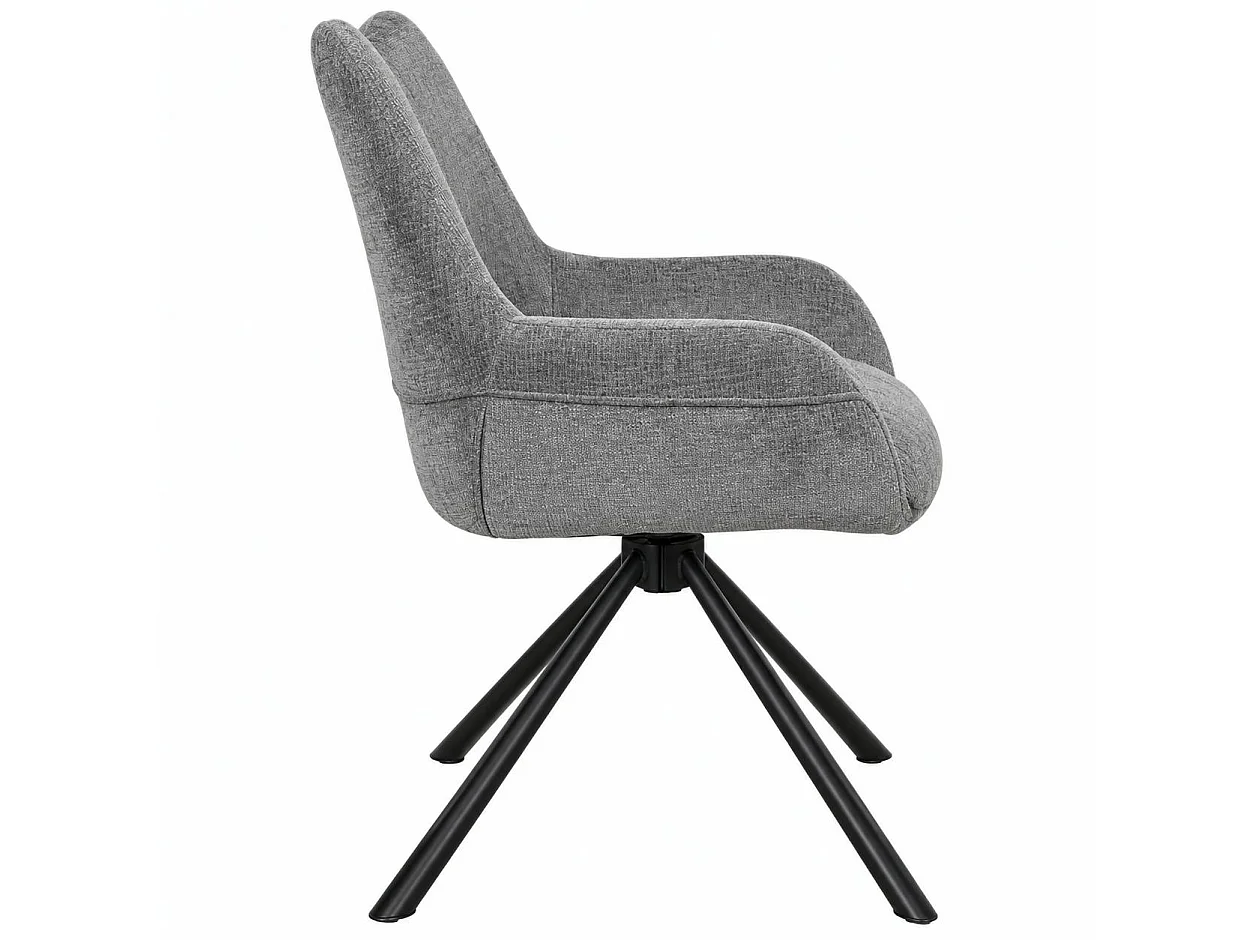 Chaise pivotante grise à accoudoirs (lot de 2) IENA