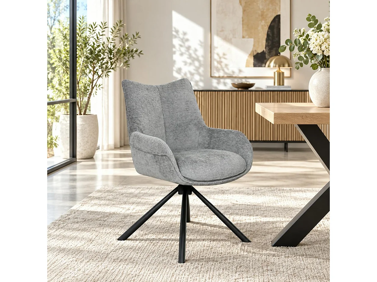Chaise pivotante grise à accoudoirs (lot de 2) IENA