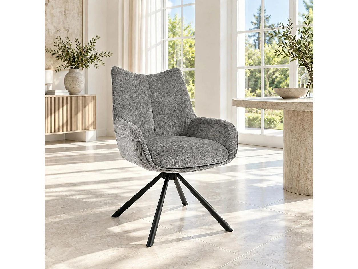 Chaise pivotante grise à accoudoirs (lot de 2) IENA