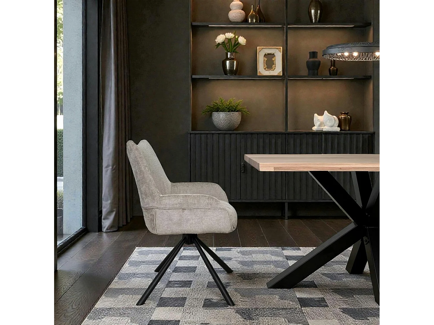 Chaise pivotante cendre à accoudoirs (lot de 2) IENA