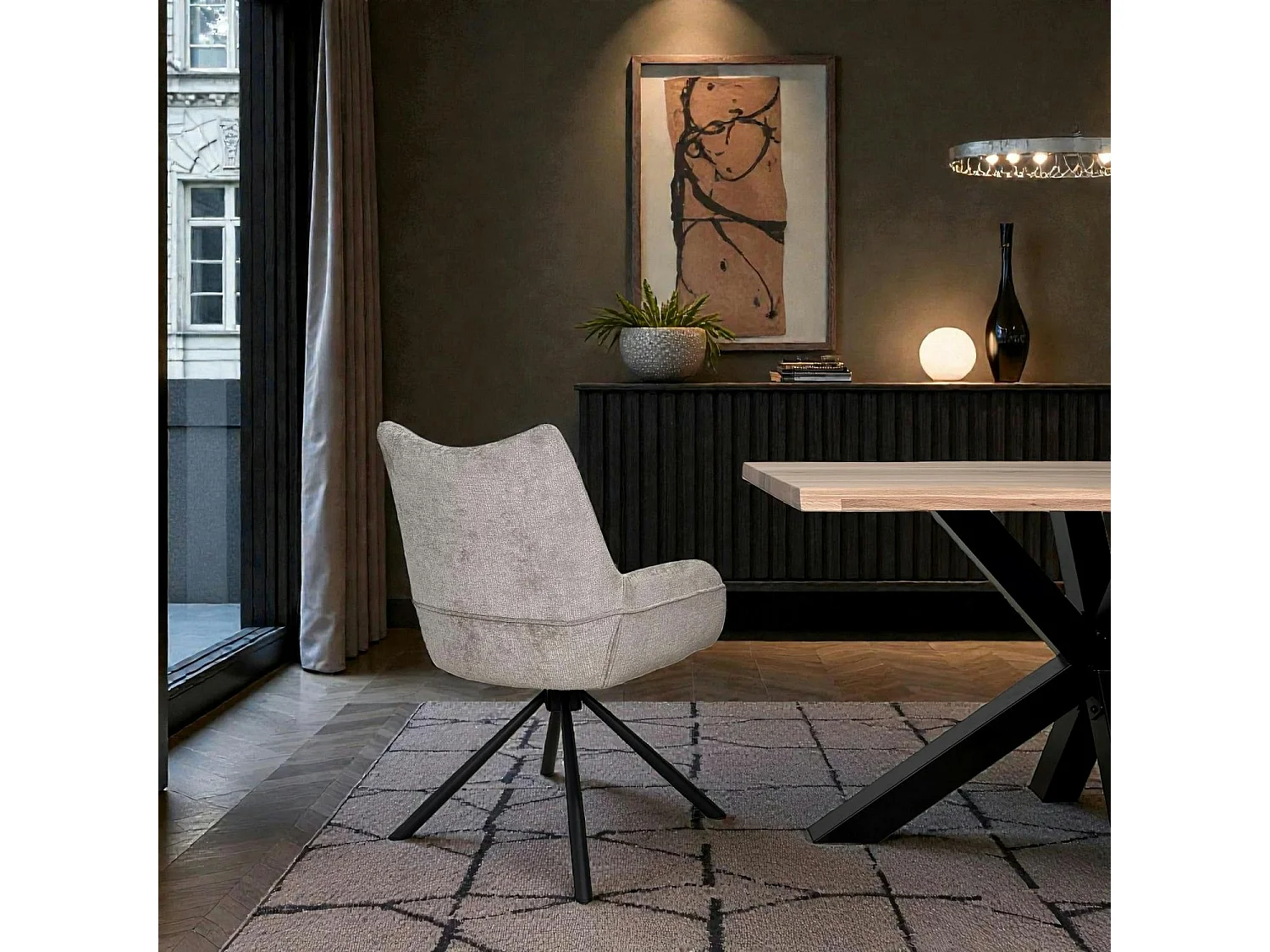 Chaise pivotante cendre à accoudoirs (lot de 2) IENA